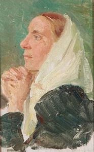 Portrait Of Martha Lundholm (study For Et Missionsmode) by Anna Kirstine Ancher