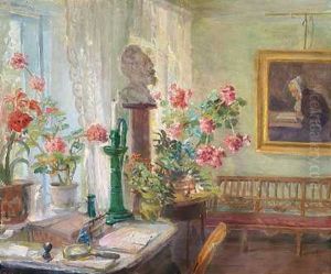 Hjornet Af Dagligstuen. Interior by Anna Kirstine Ancher