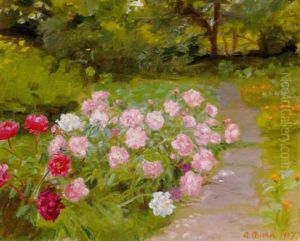 Paeoner Og Morgenfruer I Haven by Anna Kirstine Ancher