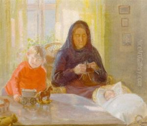 Bedstemoder Hos Bornene by Anna Kirstine Ancher