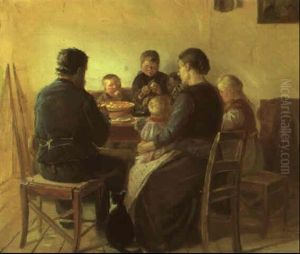 Familien Samlet Omkring Aftensm+l Familien Samlet Omkring Aftensm+l
