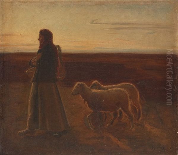 Woman With Sheep - view 1