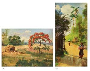 A.) Landscape B.) Barrio Scene by Isidro Ancheta