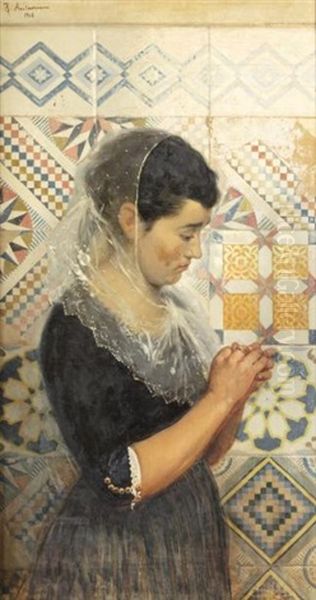 Jeune Fille Dans Un Interieur Andalou - view 1