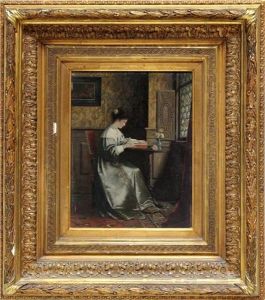 Lesendes, Junges Madchen - Genrebild by Ernst Anders