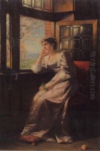 Elegantly Dressed Woman Seated Beside A Window Elegantly Dressed Woman Seated Beside A Window