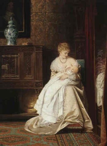Mother Feeding Her Baby In An Interior - view 1