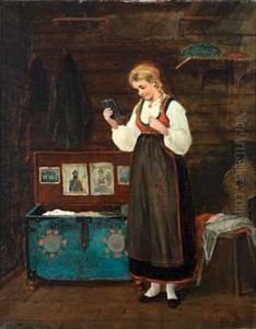 Ung Pike Ved Utstyrskisten by Alfred Emil Andersen