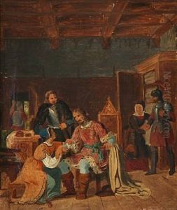 King Valdemar I Of Denmark And Bishop Absalon In Fjenneslevlille by Christian Emil Andersen