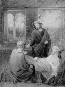 Den Barmhjertige Samaritan. Skitse by Christian Emil Andersen