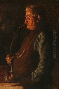 An Older Gentleman Smoking A Pipe by Cilius (Johannes Konrad) Andersen