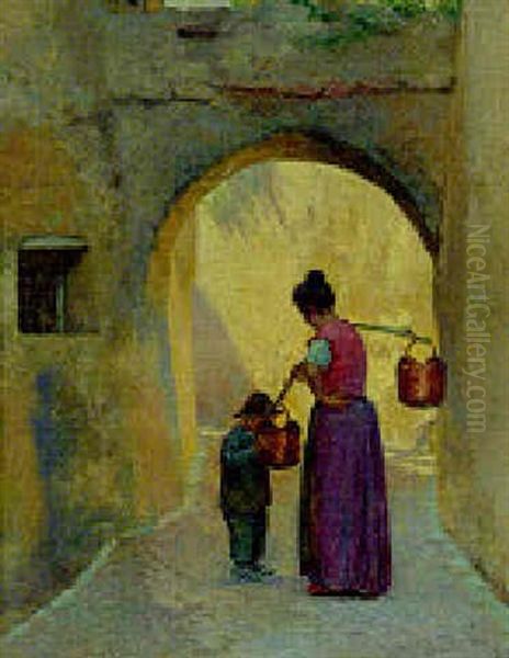 A Mother And Child In A Street, Malesino - view 1