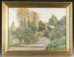 Landscape Of A Garden With Stairs