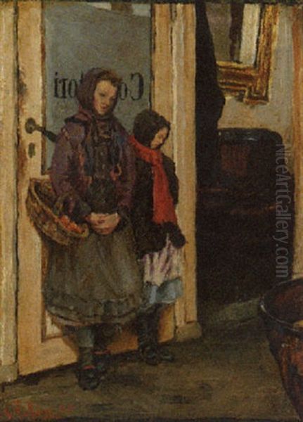 A Mother And Her Daughter In A Doorway - view 1