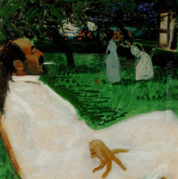 Henri Nathansen Siddende I En Have - view 1