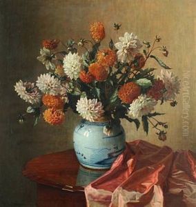 Still Life With Georgina In A Chinese Porcelain Vase by Wilhelm Andersen