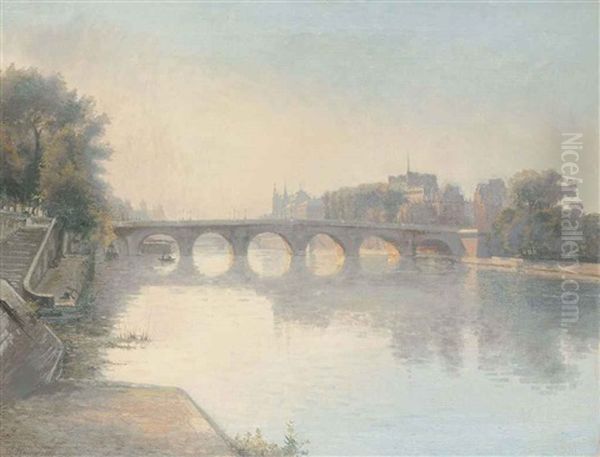 Dusk On The Seine Before The Pont Neuf, Paris - view 1