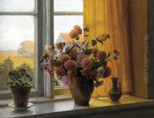 Chrysanthemums In A Vase On A Window-sill