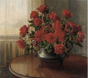 Red Roses On A Table By A Window