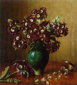 Sweet-williams In A Vase And A Pearl Necklace On A Table