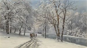 The English Garden In Munich In Winter by Anders Andersen-Lundby