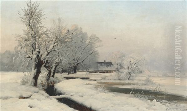 Winter Landscape By A River - view 1