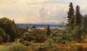 Sommertag Am Starnberger See, Im Vordergrund Schlos Possenhofen by Anders Andersen-Lundby