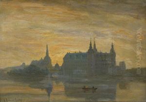 Ansicht Von Schlos Frederiksborg In Der Dammerung by Anders Andersen-Lundby