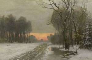 Winterlandschaft Bei Nymphenburg Im Abendrot by Anders Andersen-Lundby
