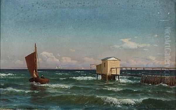 Coastal Scene With Fishermen At A Jetty - view 1
