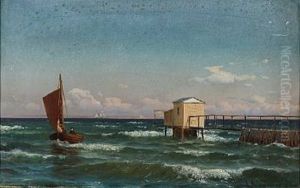 Coastal Scene With Fishermen At A Jetty