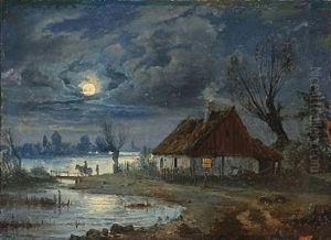 Evening Landscape With A House In Moonlight by Anders Andersen-Lundby