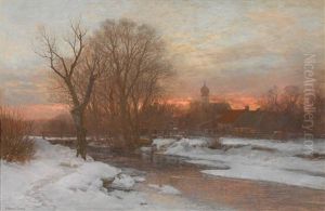 Winterabend Bei Krailling by Anders Andersen-Lundby