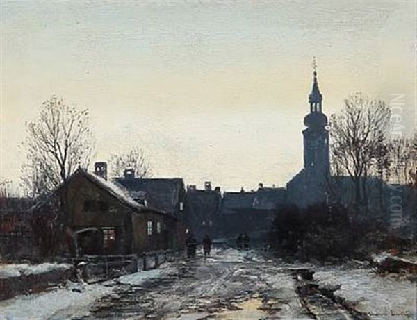 Village Scene At Winter Time, Presumably From The Outskirts Of Munich - view 1