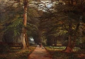 Forest Scene With Walking Couples