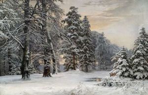 Winterliche Landschaft Im Fruhen Morgenlicht by Anders Andersen-Lundby