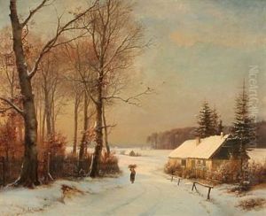 Sunny Winter Day At The Forest Edge by Anders Andersen-Lundby