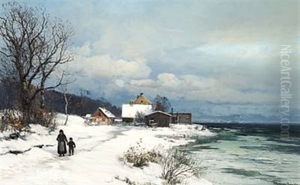 View Of Lake Chiemsee Near Munich On A Winter Day - view 1