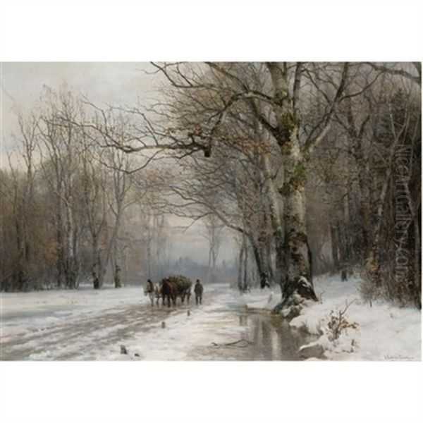Winter Landscape With A Horse-drawn Cart - view 1