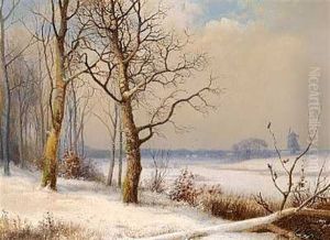Vinterlandskab Med En Molle I Det Fjerne by Anders Andersen-Lundby