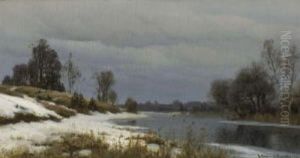 Winterliche Uferlandschaft by Anders Andersen-Lundby