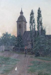Flicka Vid Kyrka by Erik Abrahamsson