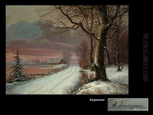 Der Verschneite Uferweg by Anders Andersen-Lundby