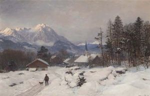 A Hunter At A Mountain Settlement by Anders Andersen-Lundby