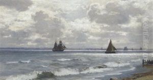 Segelschiffe Vor Der Kuste by Anders Andersen-Lundby