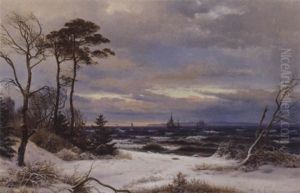 Nordsjaellandsk Kystparti Med Udsigt Mod Svenskekysten, Vinter by Anders Andersen-Lundby
