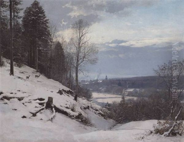 Vinterlandskab Med Munchen I Baggrunden - view 1