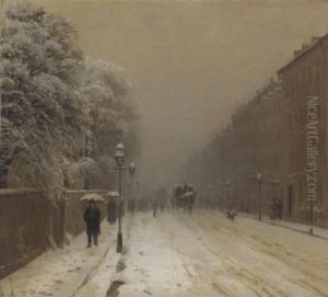 Winterliche Strase In Kopenhagen by Anders Andersen-Lundby