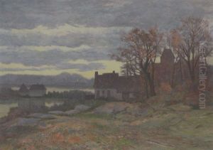 Huse Ved En So, Aftenstemning by Anders Andersen-Lundby