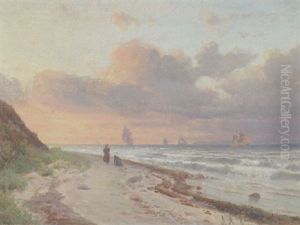 Sejlskibe Ud For En Nordsjaellandsk By by Anders Andersen-Lundby